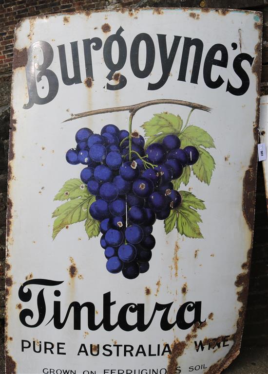 Burgoynes Tintara wine enamel sign